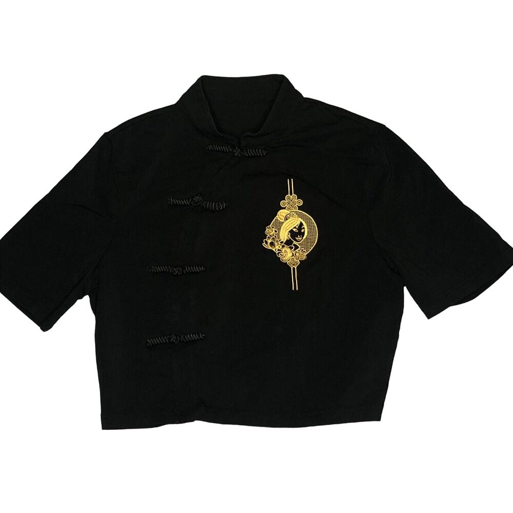 Disney Mulan Mandarin Collar Embroidered Girls Large Top